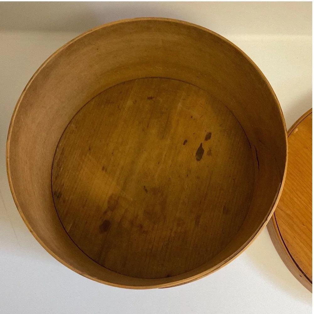 Antique Round Bentwood Wooden Pantry Box 1898 Handwritten Inscription 10 Inch